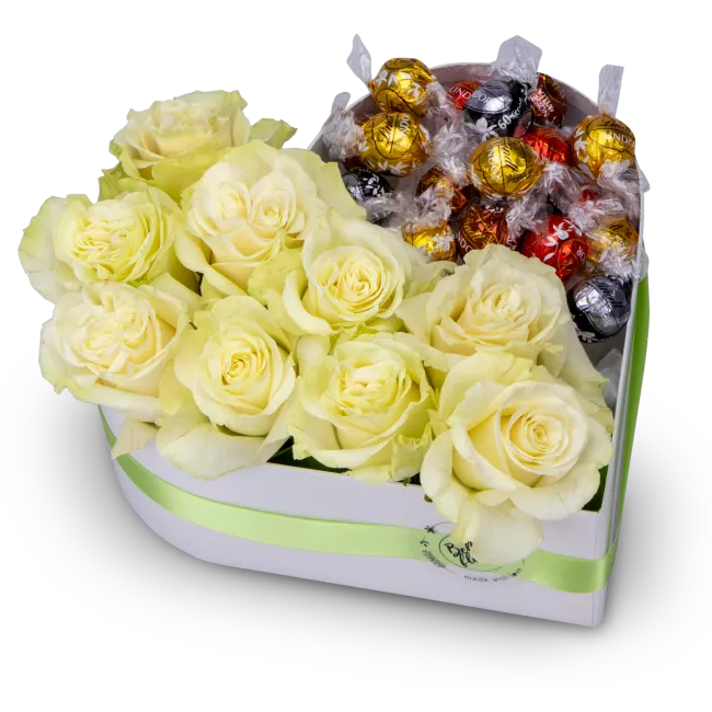 Box of flowers and chocolate